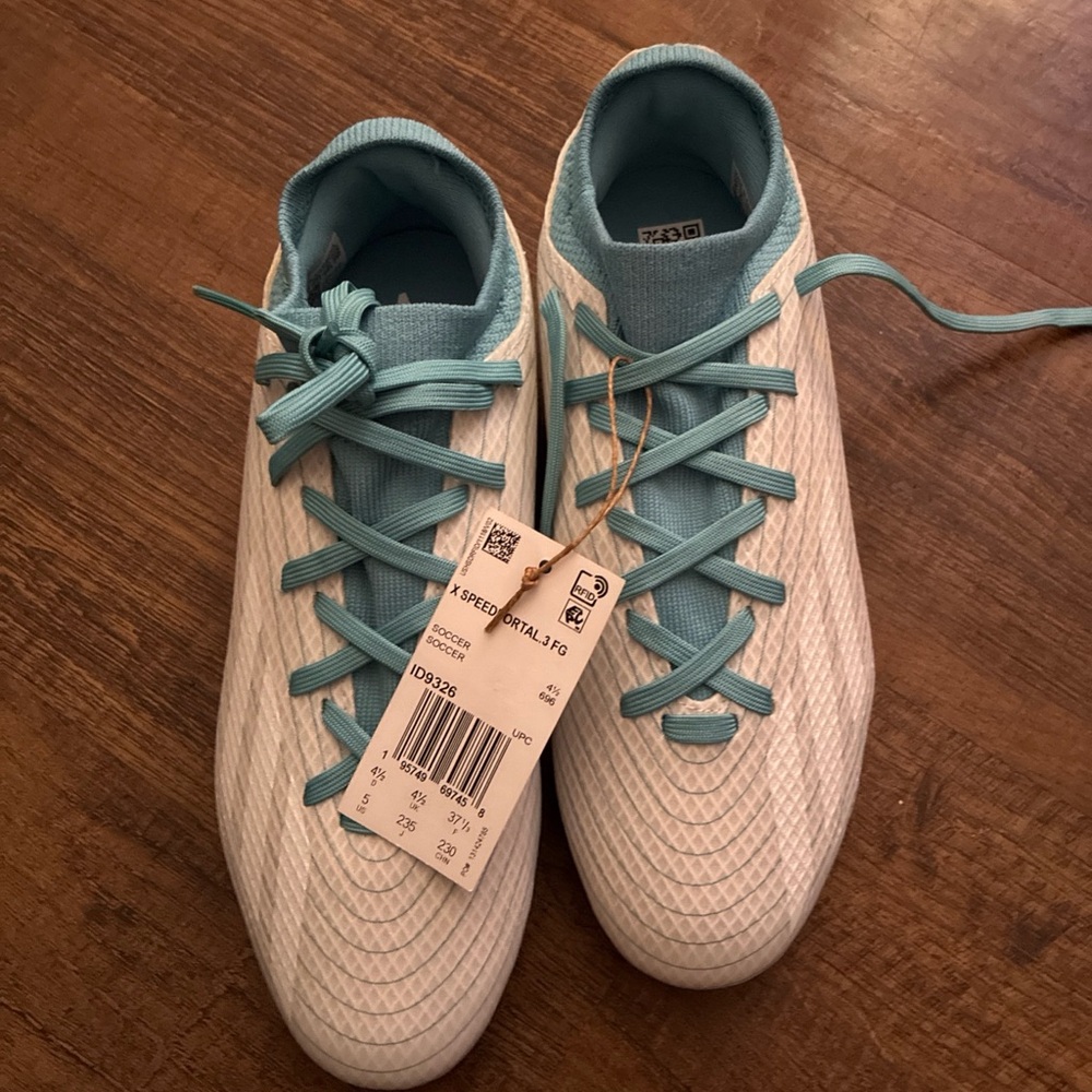 Adidas X Speedportal.3 FG Soccer Cleats in White and Teal